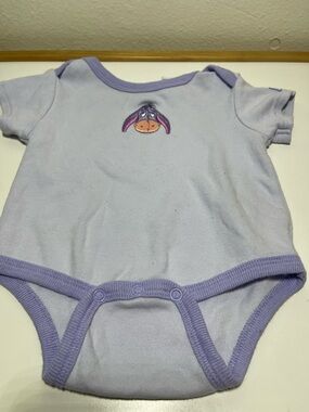 Disney 6-9 Mo EEYORE Winnie The Pooh Purple Pink One Piece Infant Bodysuit